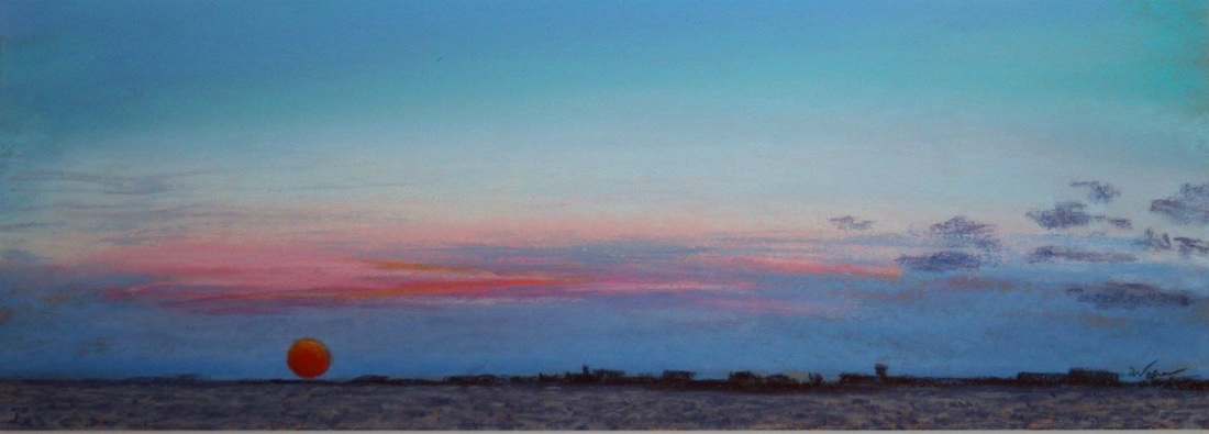 Sunrise in August pastel painting